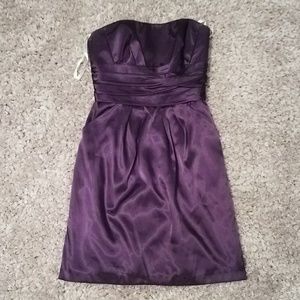 Purple strapless dress